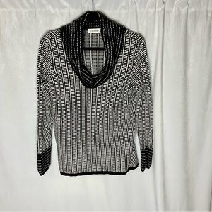Calvin Klein Black & White Pattern Cowl Neck Sweater